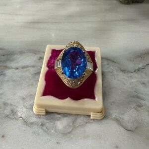 NADRI Blue and Gold Blue Topaz Women's Ring